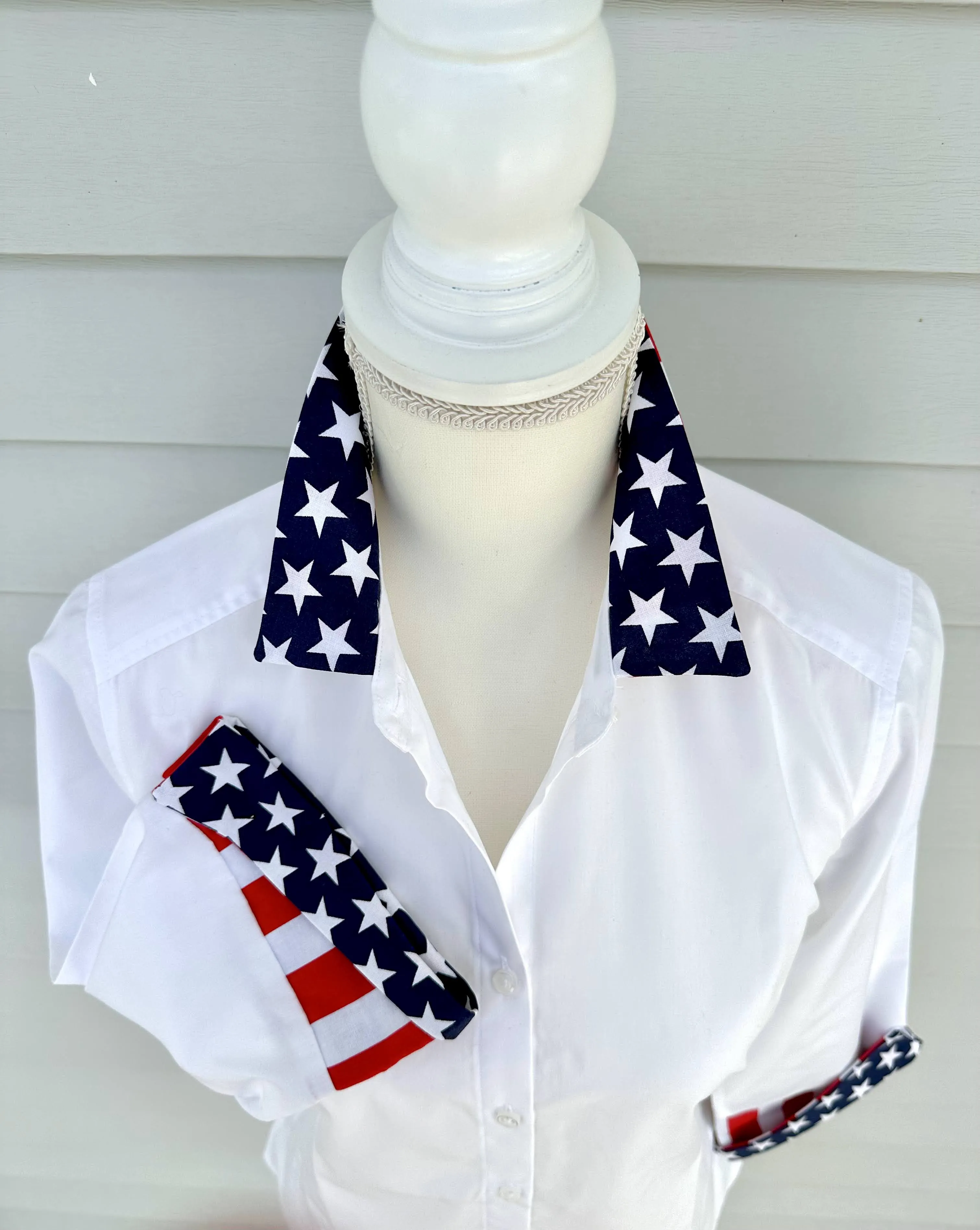 SALE - XS ONLY - Elizabeth 3/4 Sleeve Shirt w Stars & Stripes (3411) *FINAL SALE*