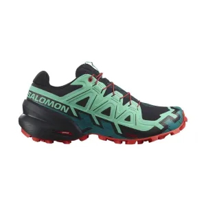 Salomon Women's Speedcross 6 Trail Running Shoes - Black/Biscay Green/Fiery Red