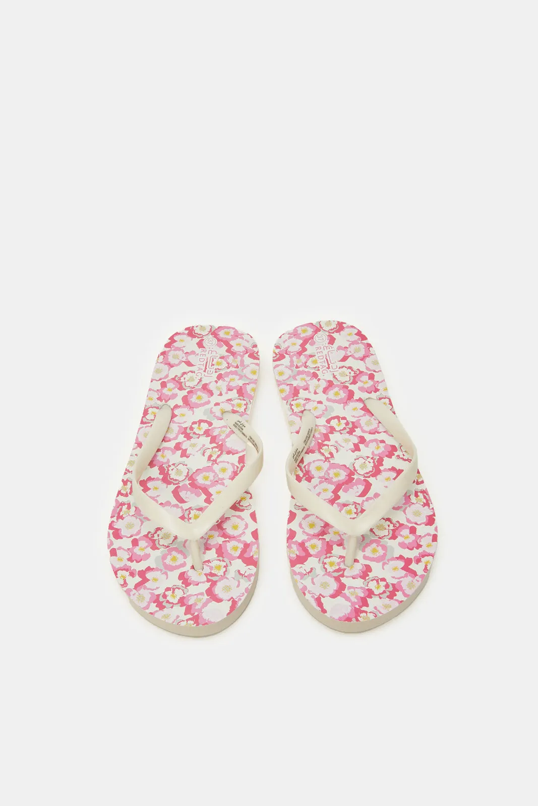 Senior Girls Pink And White Floral Toe-Post