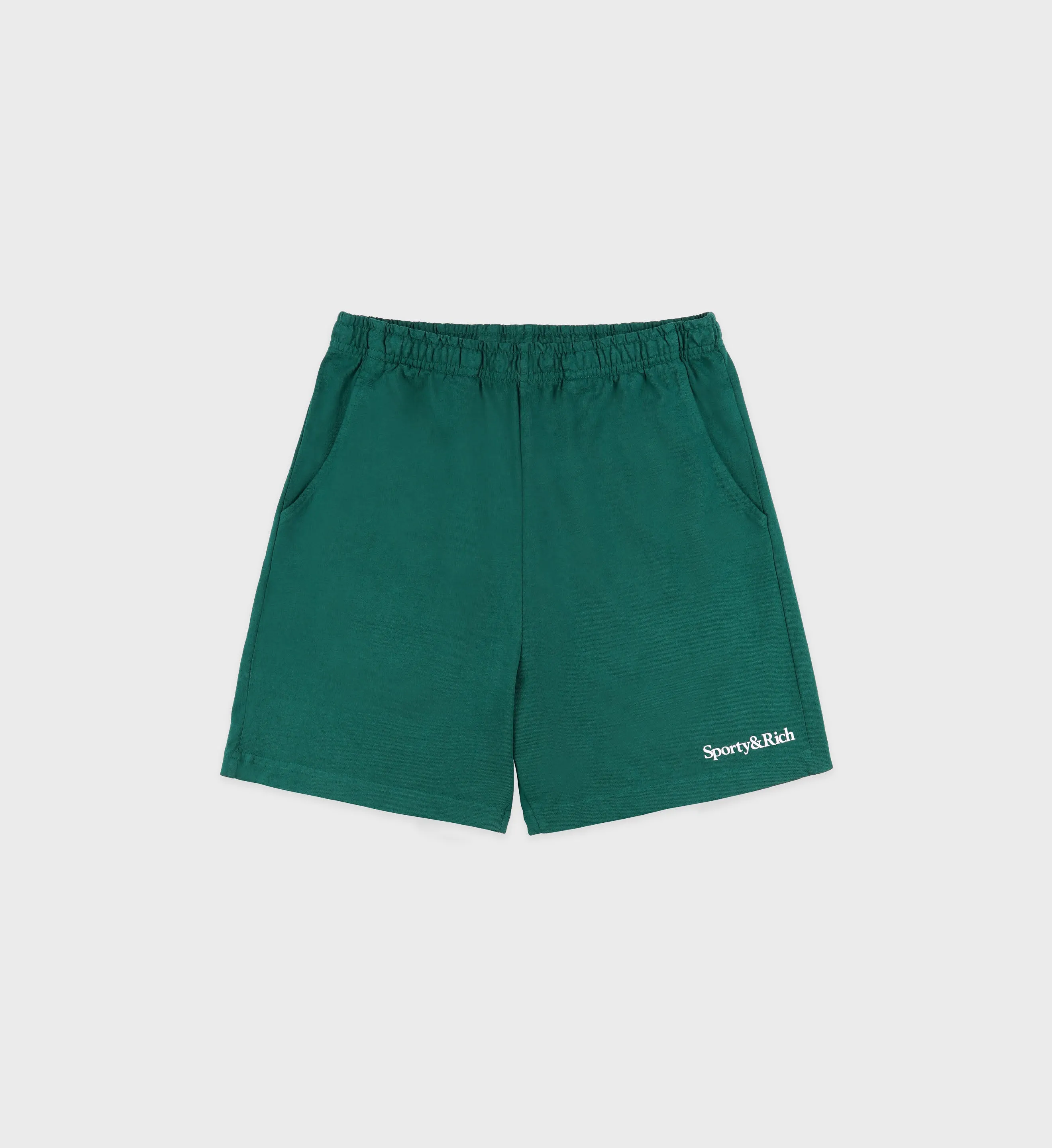 Serif Logo Gym Short - Alpine/White