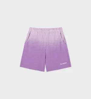 Serif Logo Gym Short - Dip Dye Purple/White