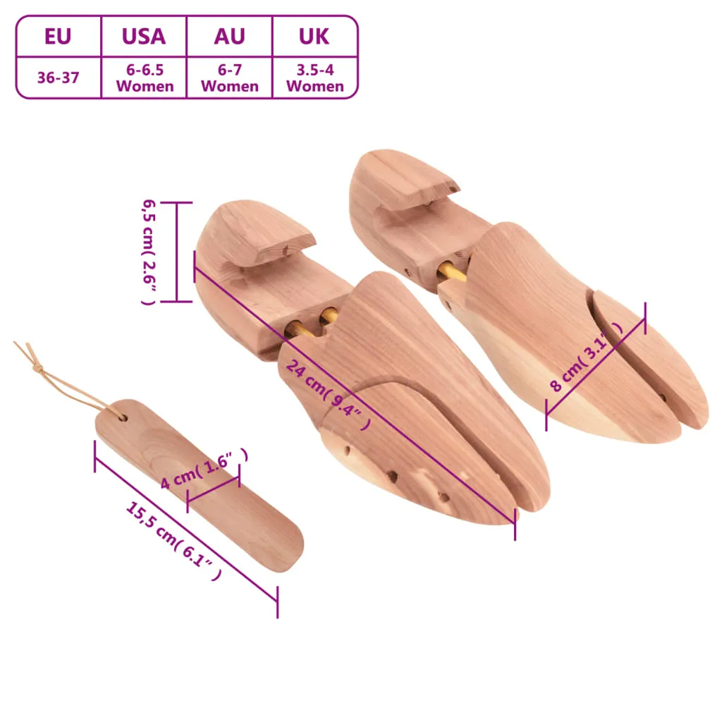 Shoe Stretcher with Shoe Horn EU 36-37 Solid Wood Cedar