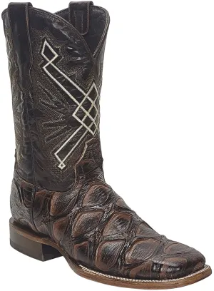 Silverton Pirarucu LG Print Leather Wide Square Toe Boots (Brown)