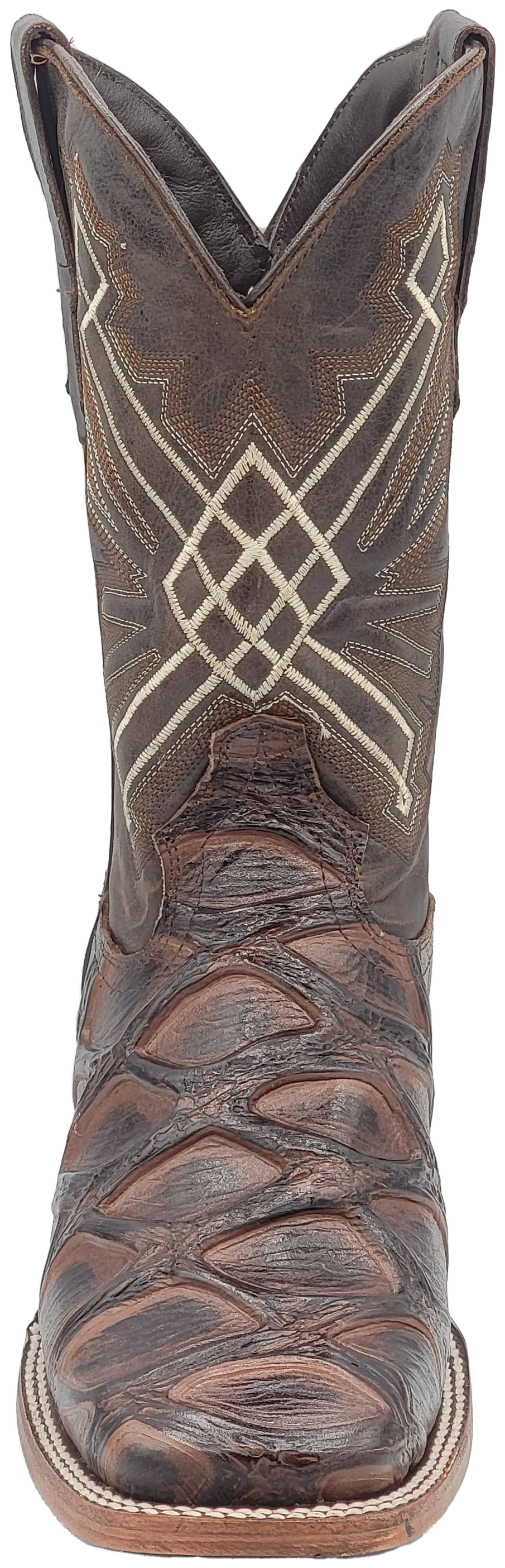 Silverton Pirarucu LG Print Leather Wide Square Toe Boots (Brown)