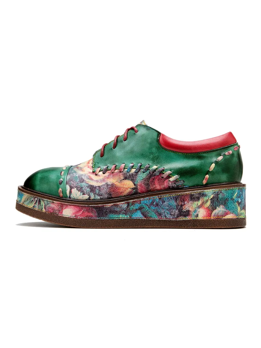 SOFFIA | Brush Craft Emerald Floral Leather Oxford