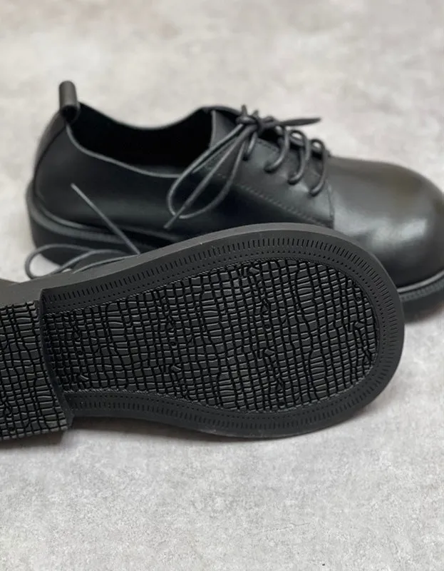 Soft Leather Lace-up Comfortable Wide Toe Box Shoes