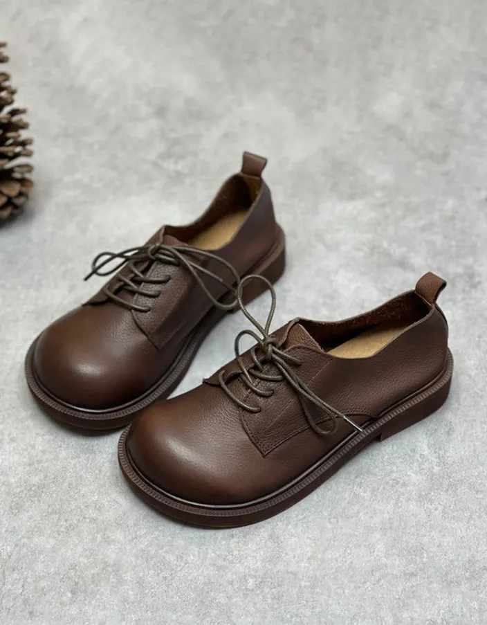 Soft Leather Lace-up Comfortable Wide Toe Box Shoes