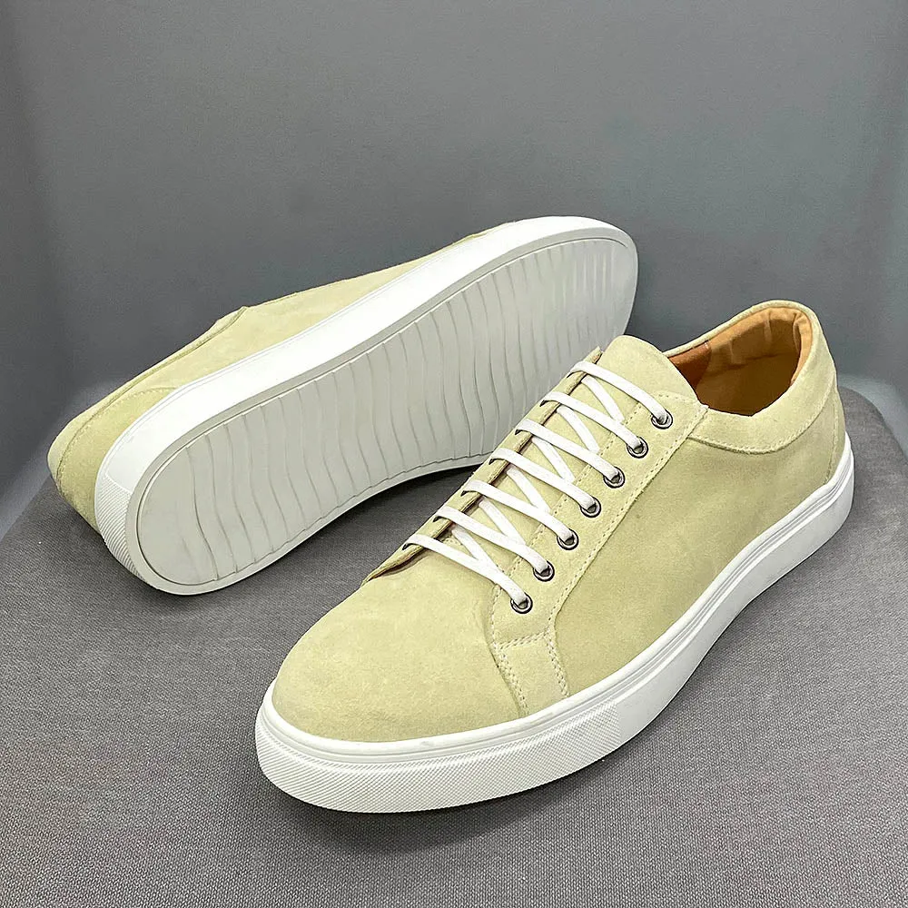 Solid Suede Leather Lace-Up Sneakers