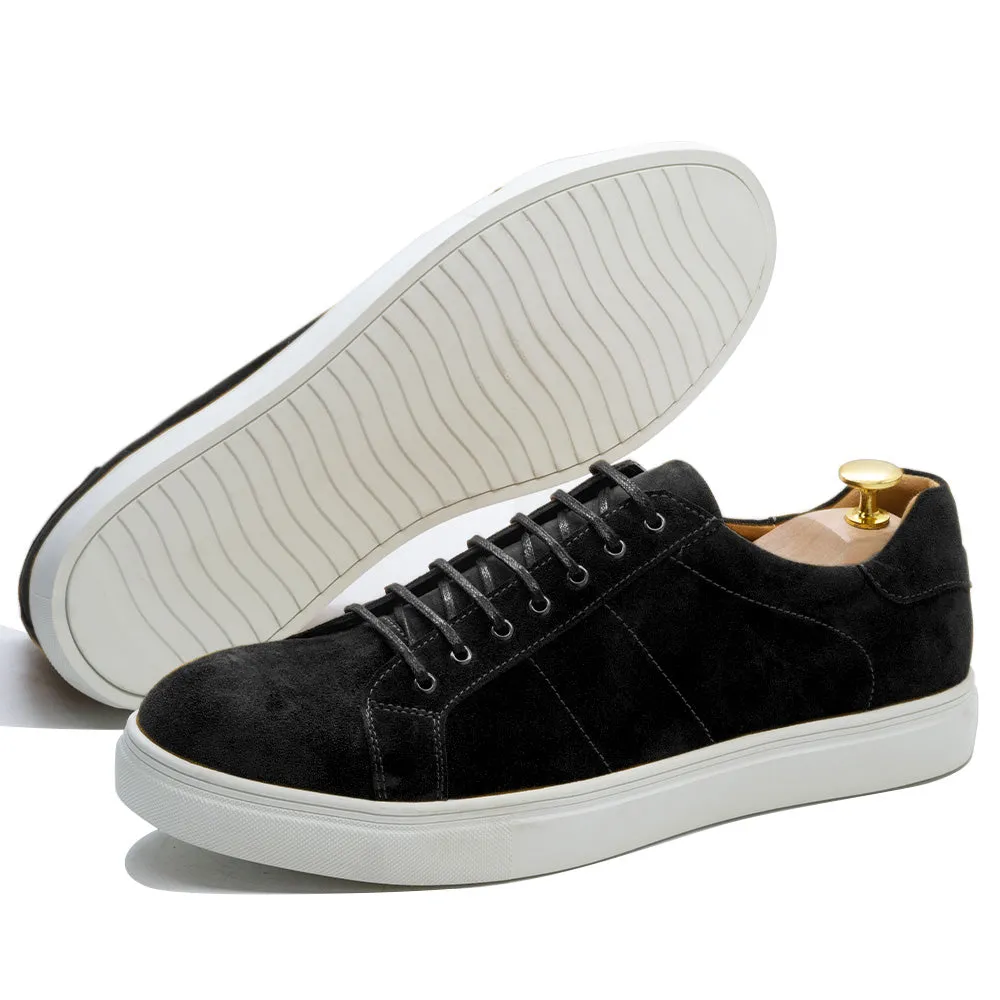 Solid Suede Leather Lace-Up Sneakers