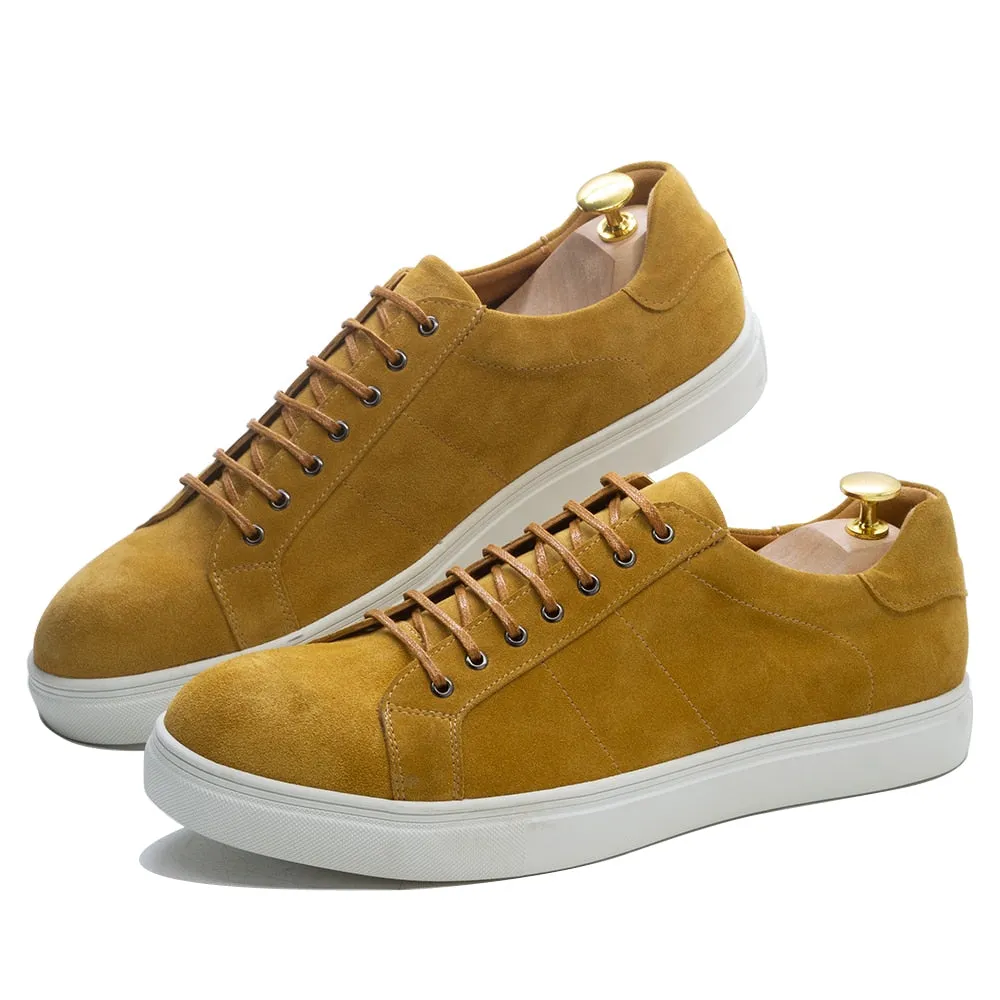 Solid Suede Leather Lace-Up Sneakers