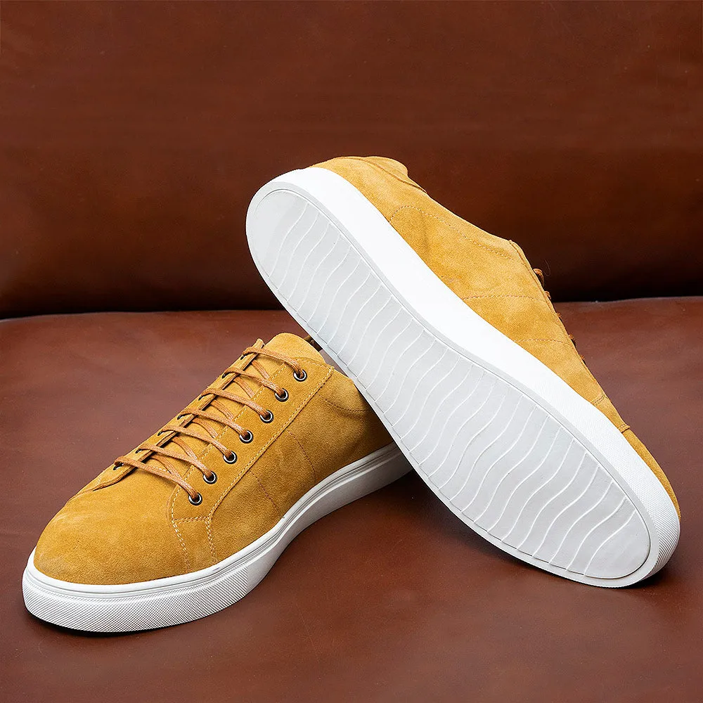 Solid Suede Leather Lace-Up Sneakers