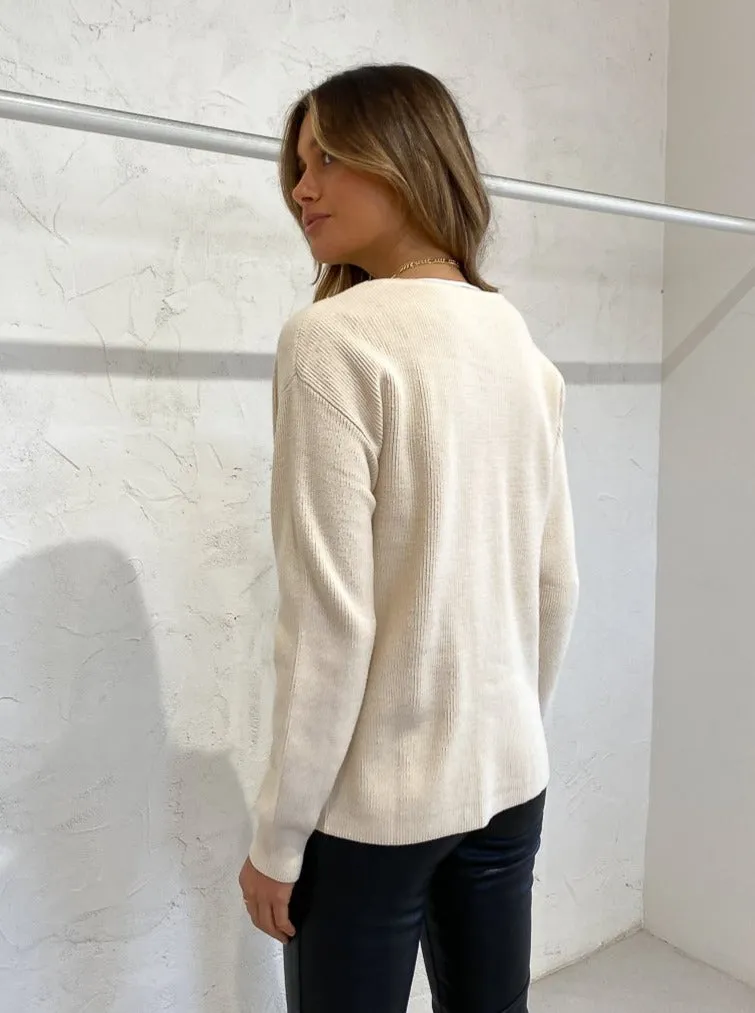 Sovere Solace Reverse Combo Knit In Almond