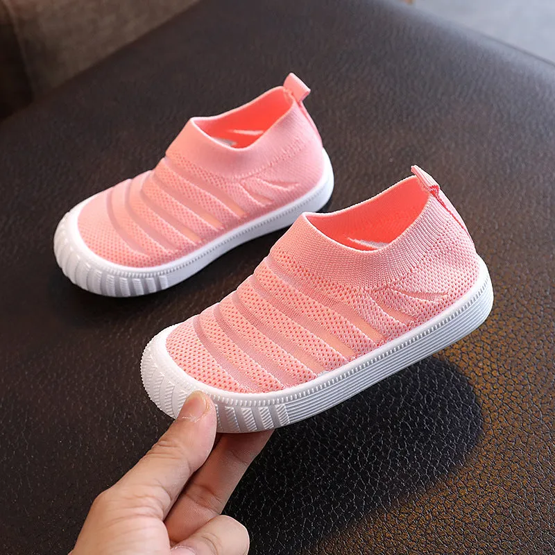 Spring And Autumn Sports Boys' Flying Woven Fabric Mesh Surface Shoes