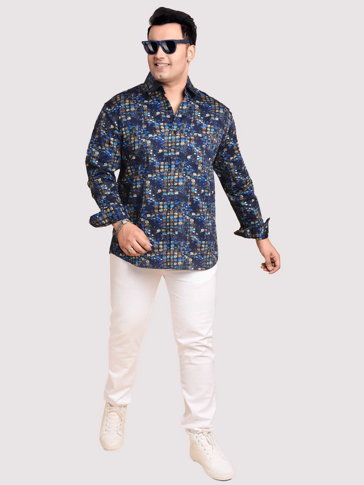 Square Dot Printed Full sleeve Men's Plus size