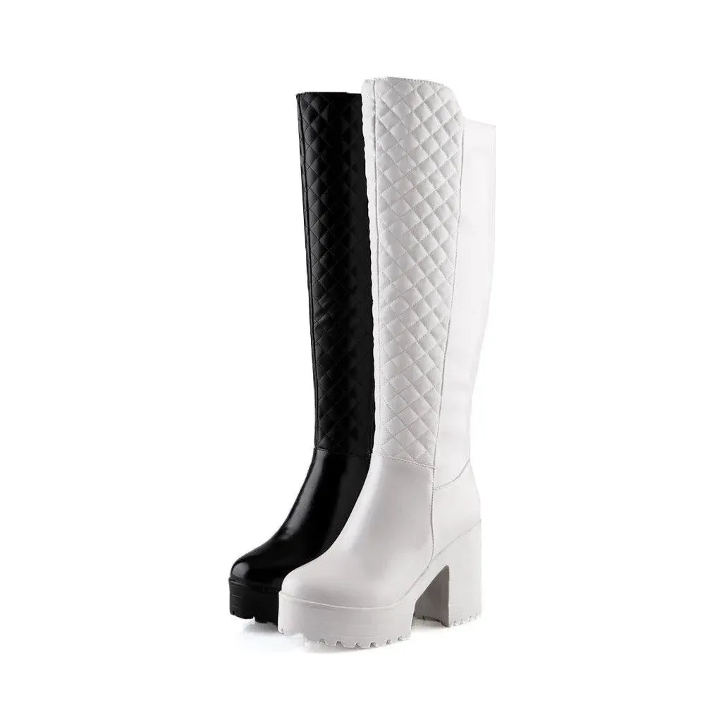 Square High Heels Riding Boots Women