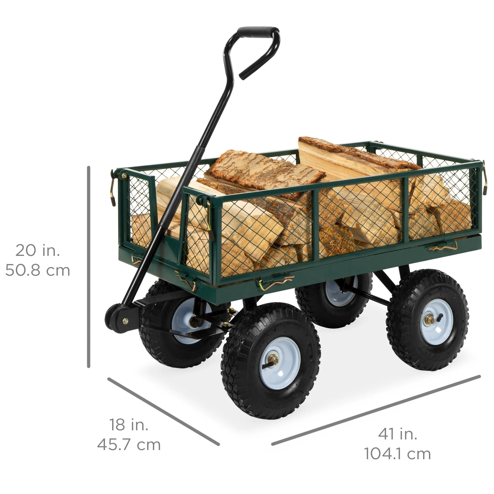 Steel Garden Utility Cart Wagon w/ 400lb Capacity, Removable Sides, Handle