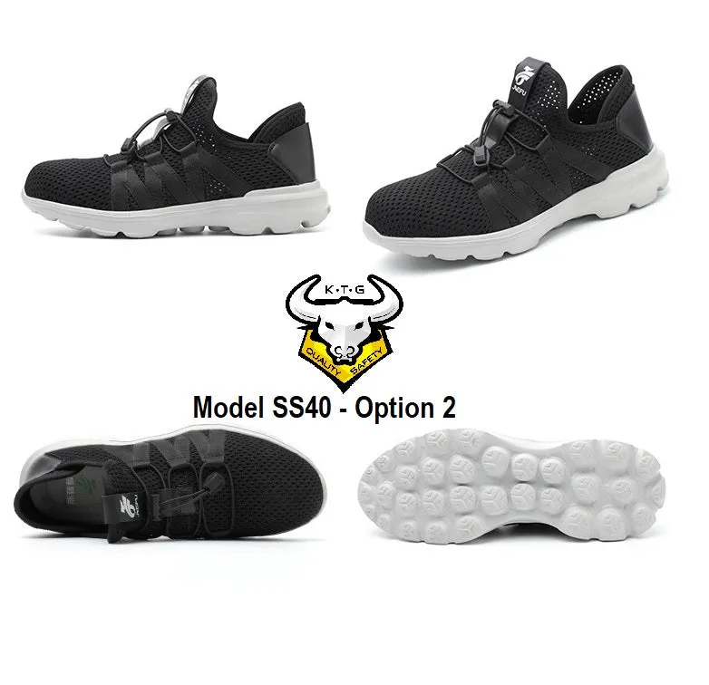 Steel Toe Sports Safety Shoes - Model SS40 - Breathable Mesh Black