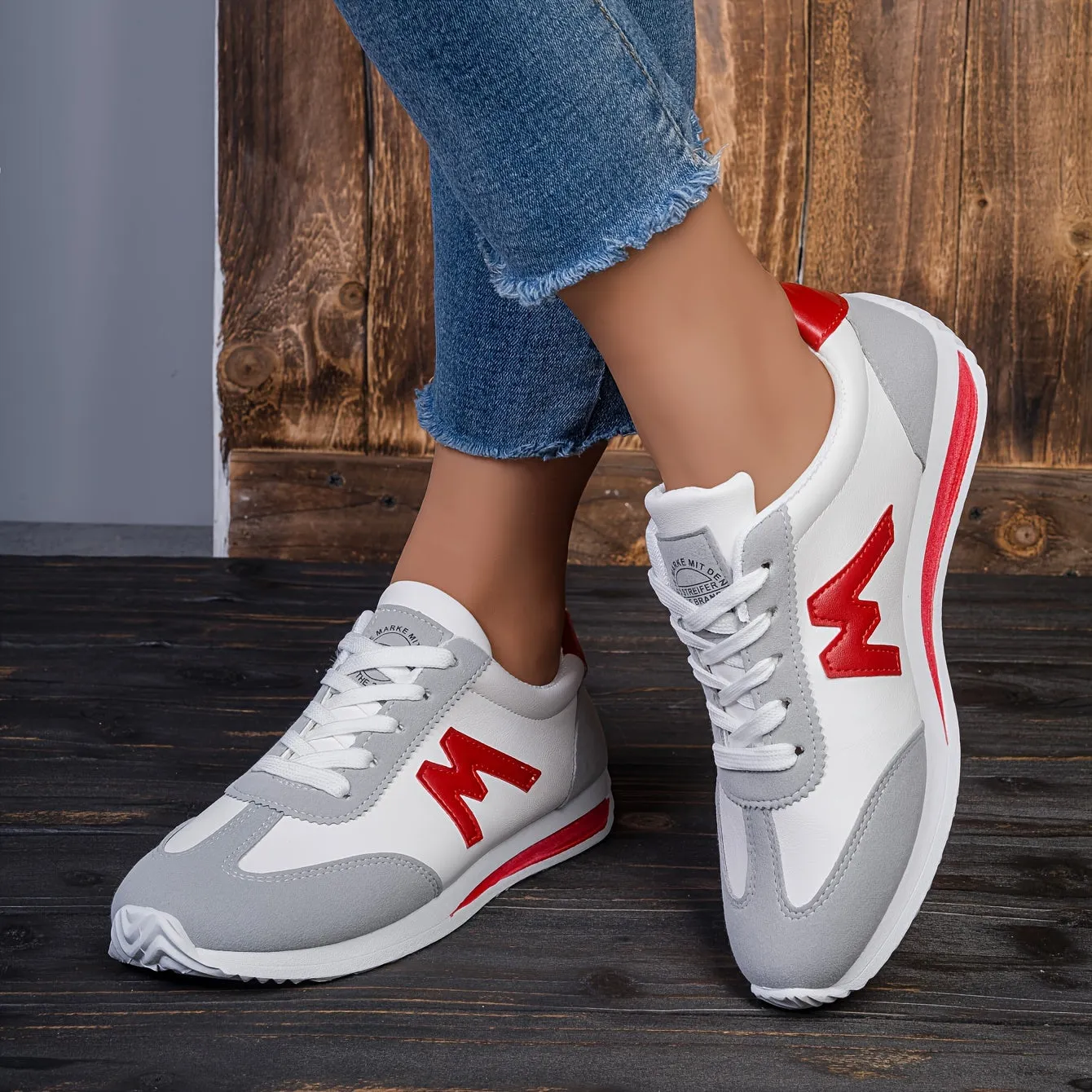 Stylish Colorblock Casual Sneakers Lightweight LaceUp Platform for Women