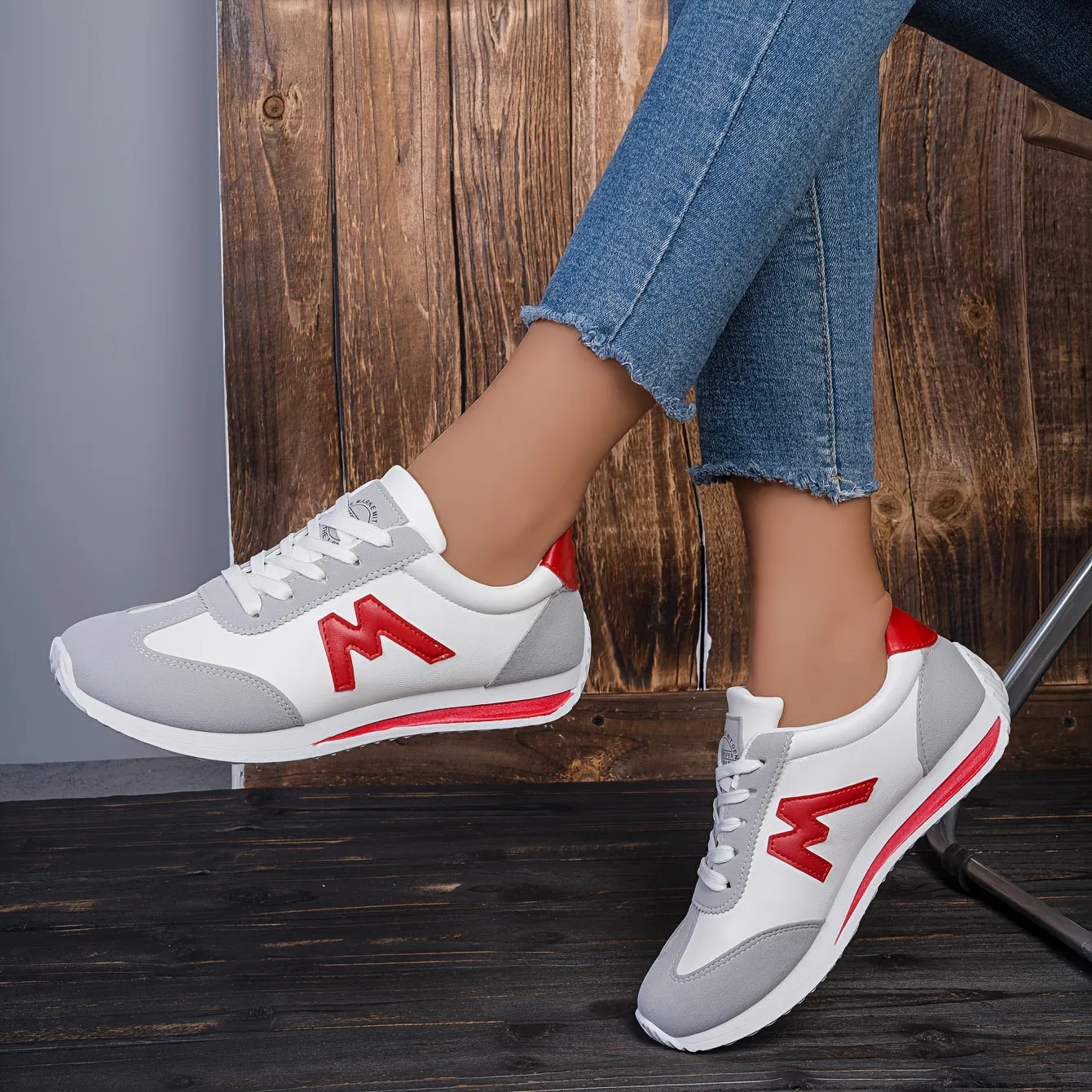 Stylish Colorblock Casual Sneakers Lightweight LaceUp Platform for Women