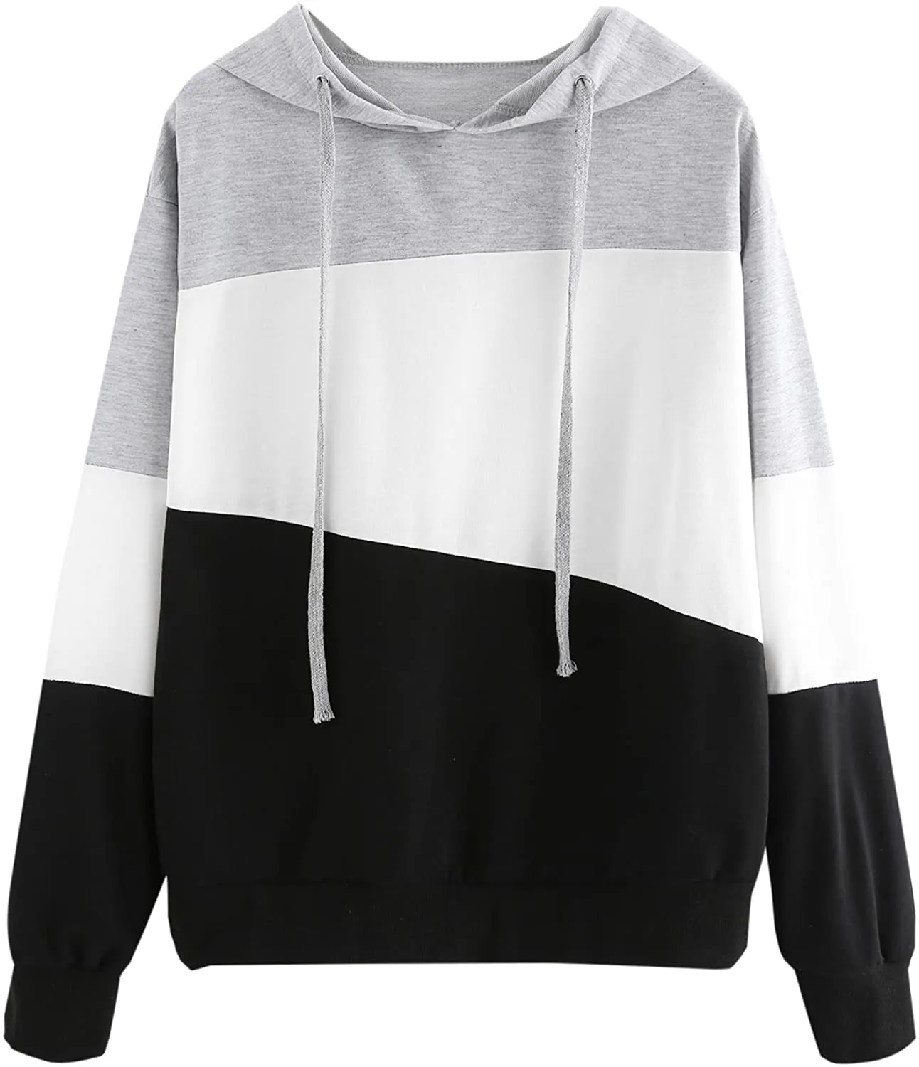 SweatyRocks Women's Color Block Lightweight Long Sleeve Pullover Hoodie