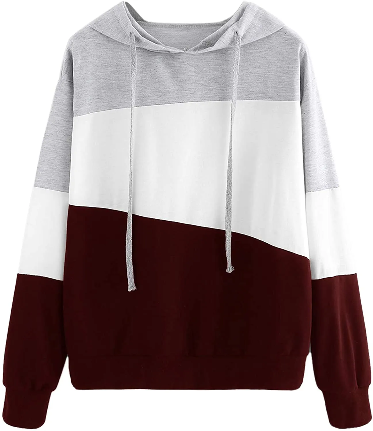 SweatyRocks Women's Color Block Lightweight Long Sleeve Pullover Hoodie