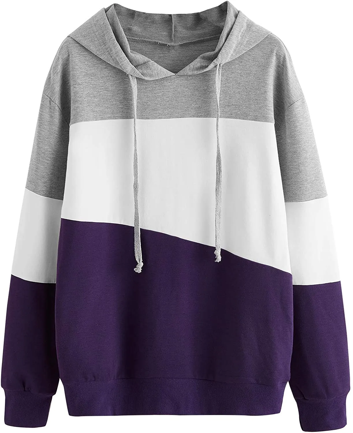 SweatyRocks Women's Color Block Lightweight Long Sleeve Pullover Hoodie