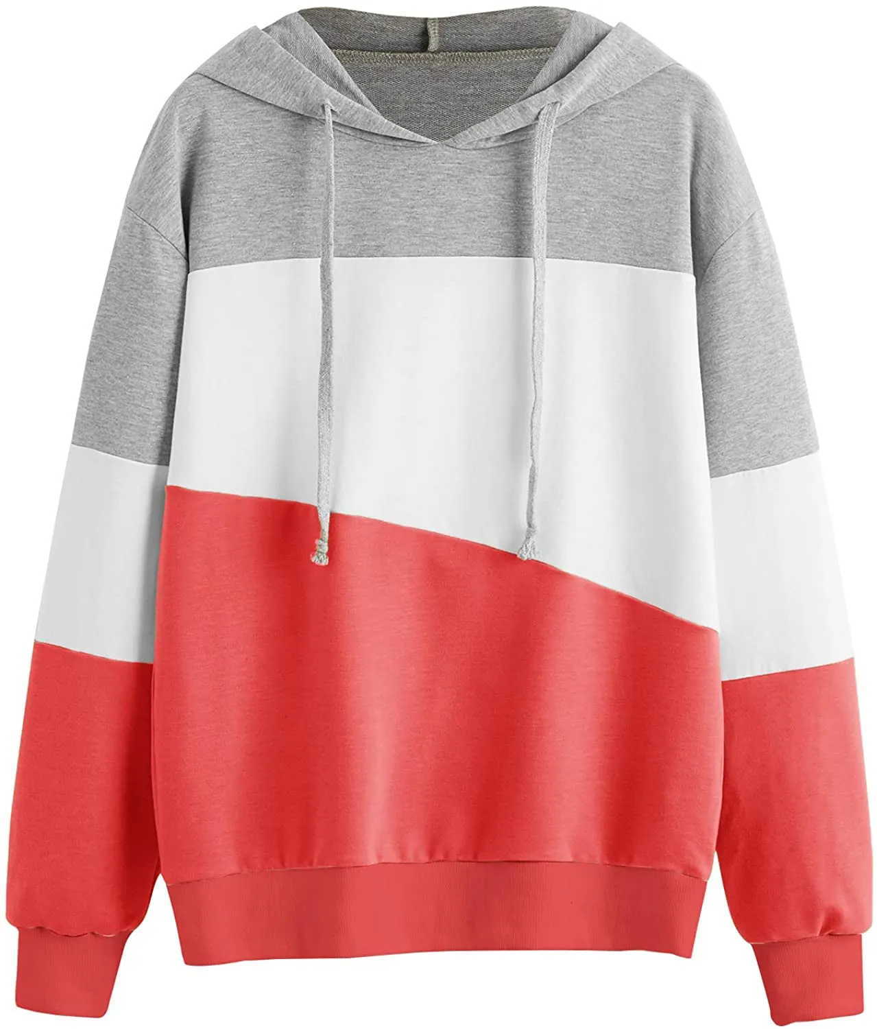 SweatyRocks Women's Color Block Lightweight Long Sleeve Pullover Hoodie