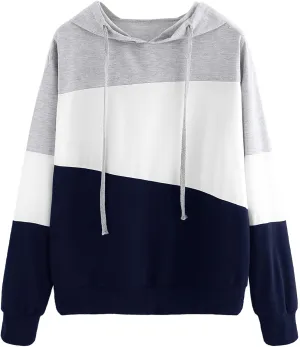 SweatyRocks Women's Color Block Lightweight Long Sleeve Pullover Hoodie