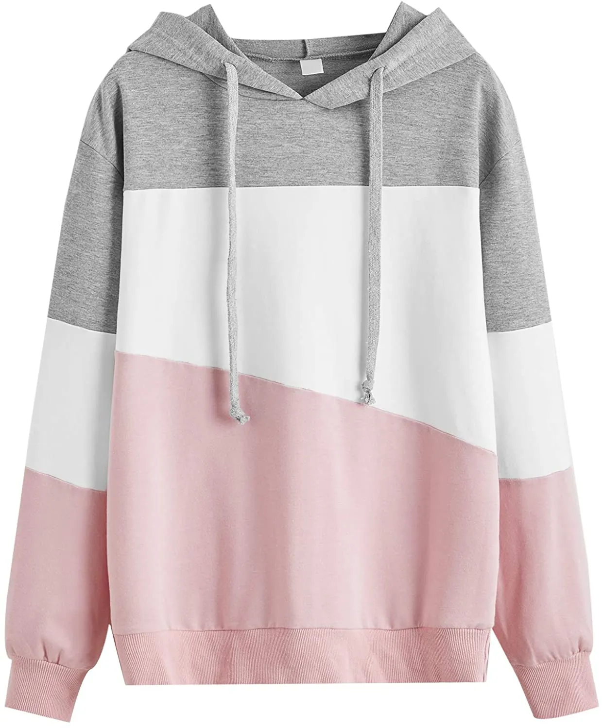 SweatyRocks Women's Color Block Lightweight Long Sleeve Pullover Hoodie