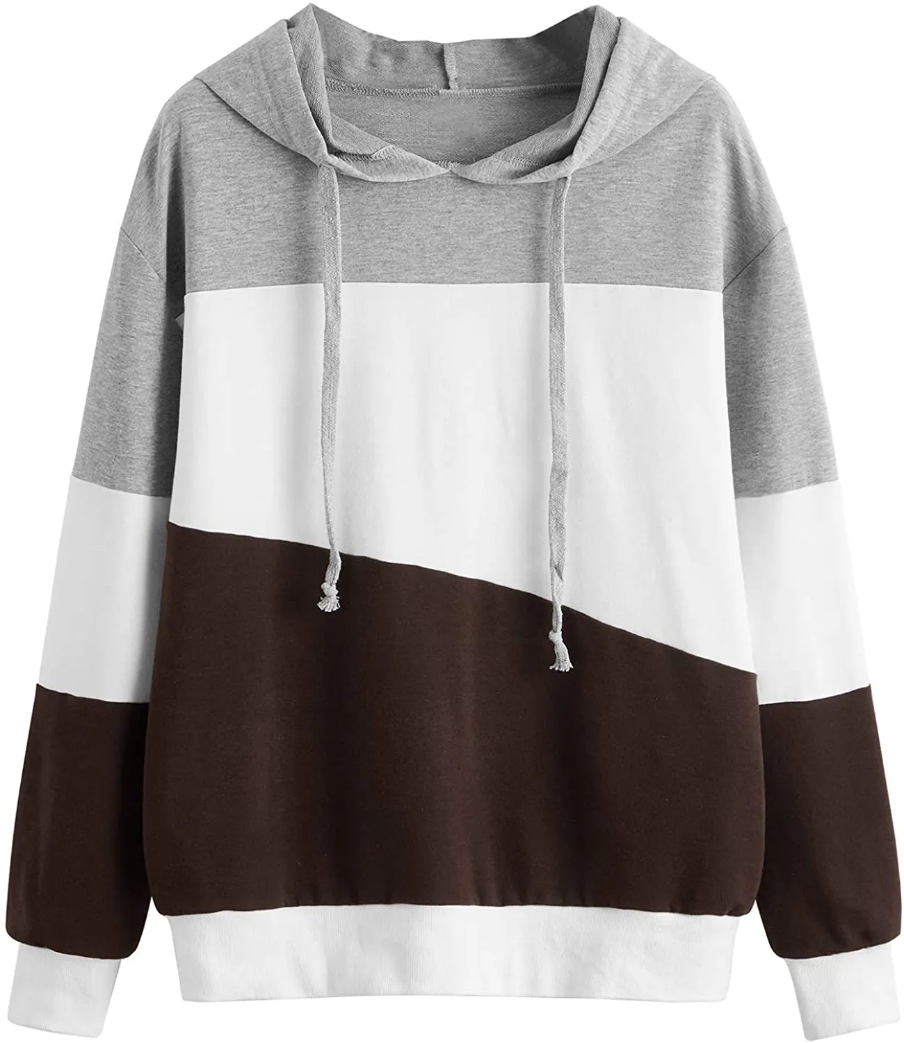 SweatyRocks Women's Color Block Lightweight Long Sleeve Pullover Hoodie