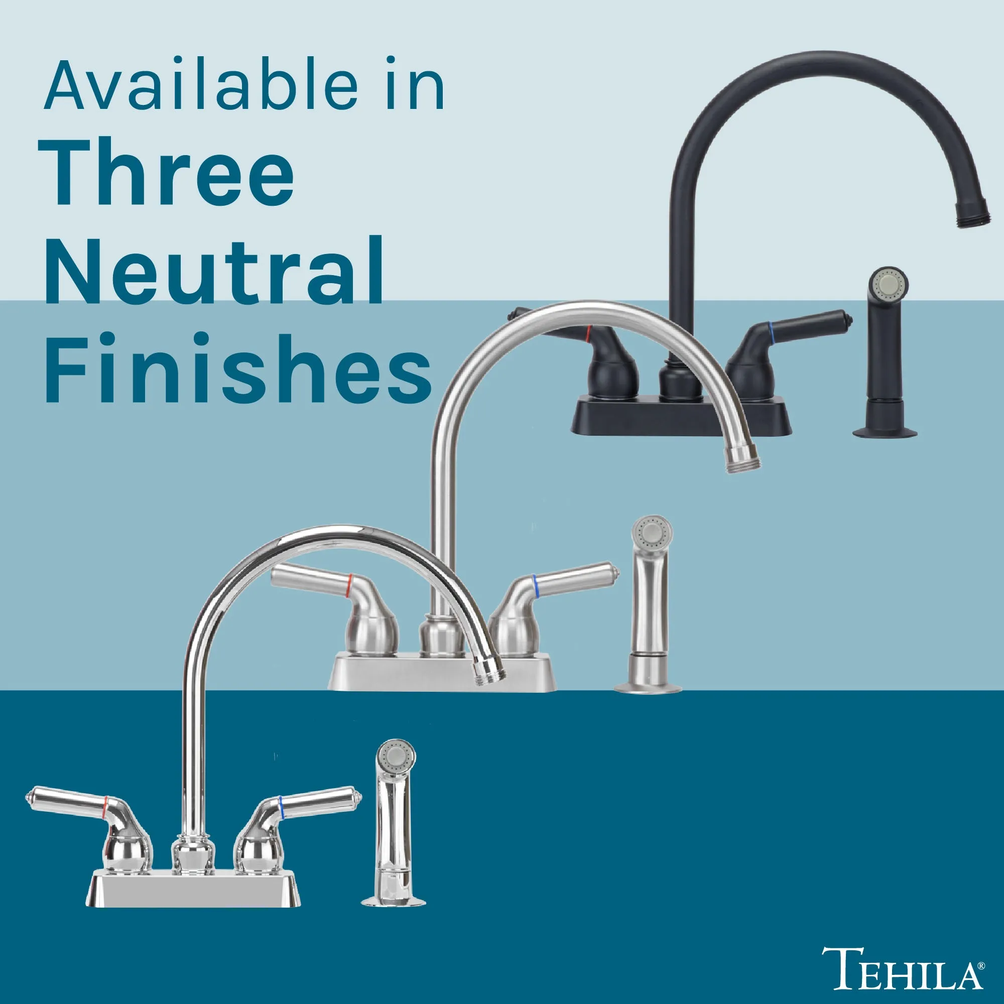 Tehila Black Finish Gooseneck Faucet with Side Sprayer