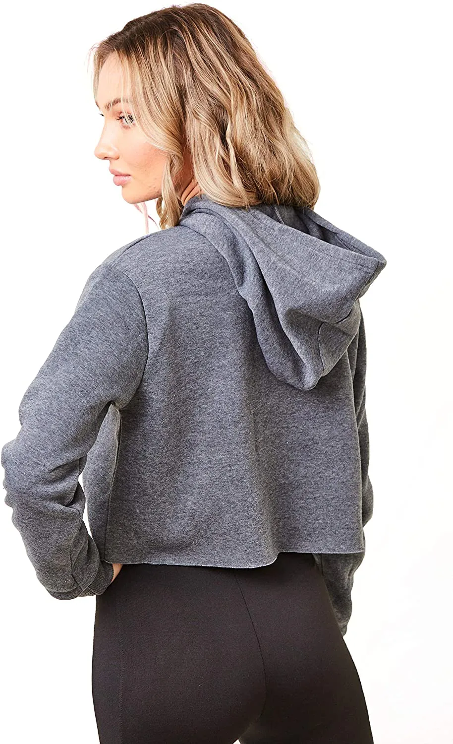 The Classic Women's Loose Cropped Long Sleeve Drawstring Hoodie Sweatshirt