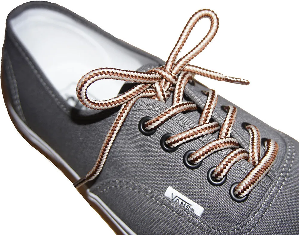 [Tiramisu Beige / Bitter Chocolate] 35-36" Round Hiking Shoelaces for Vans