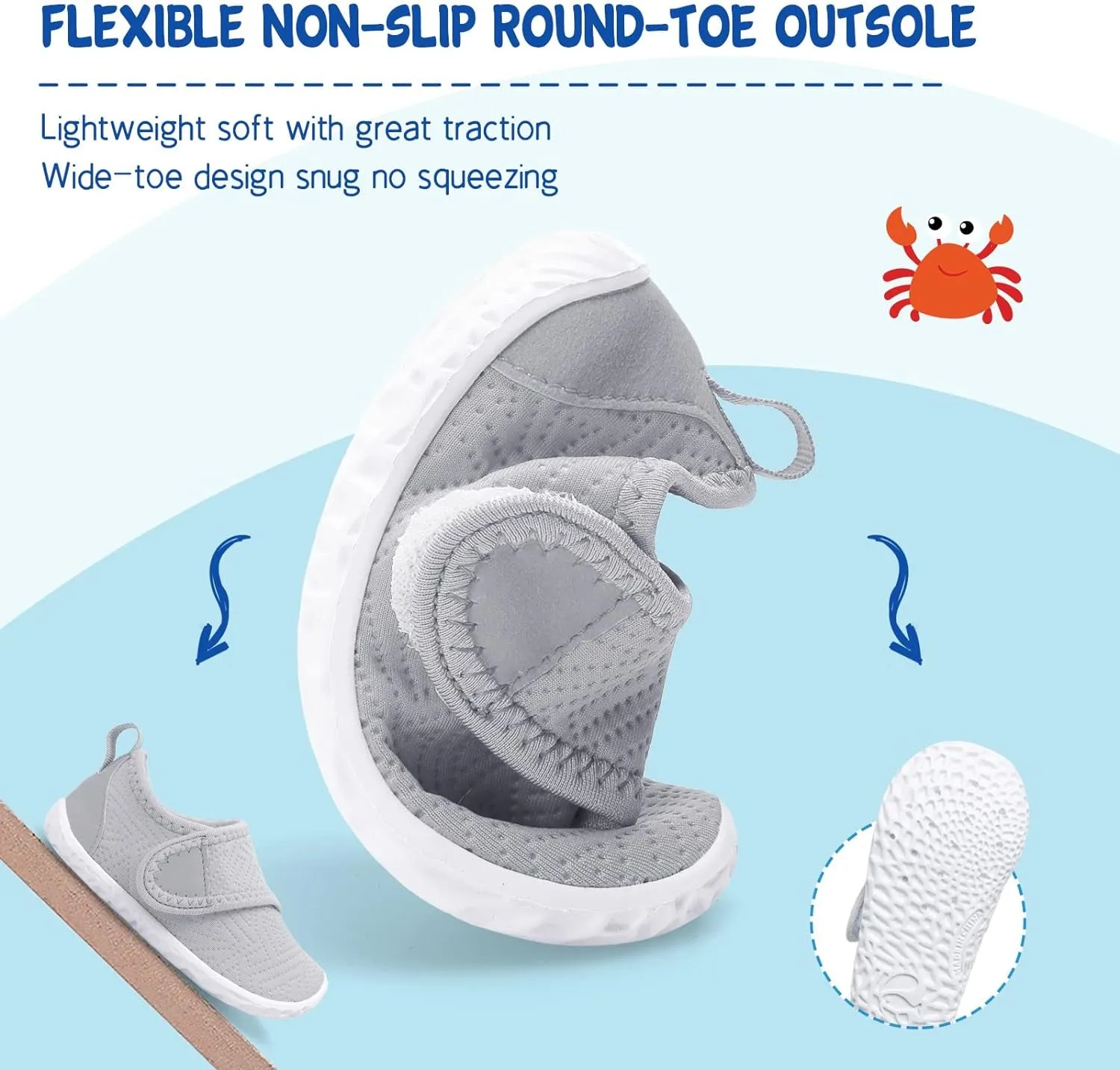 Toddler Water Shoes Boys Girls Aqua Socks Kids Breathable Swim Shoes Non-Slip Barefoot Beach Shoes