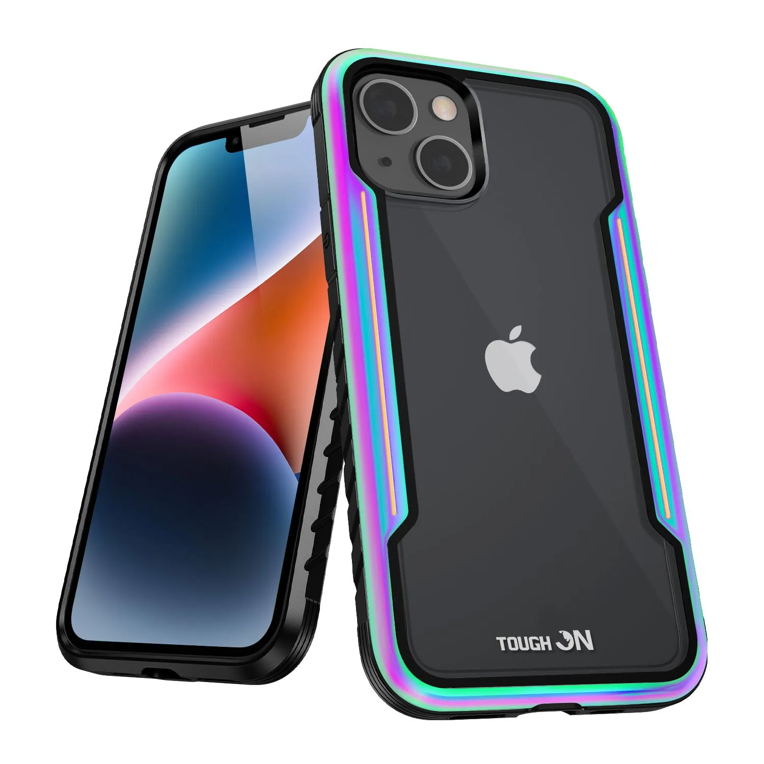 Tough On iPhone 14 Case Iron Shield Iridescent with Black