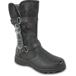 VANGELO Waterproof Women Boot HF3595 Mid-Calf Winter Fur Casual Boot BLACK