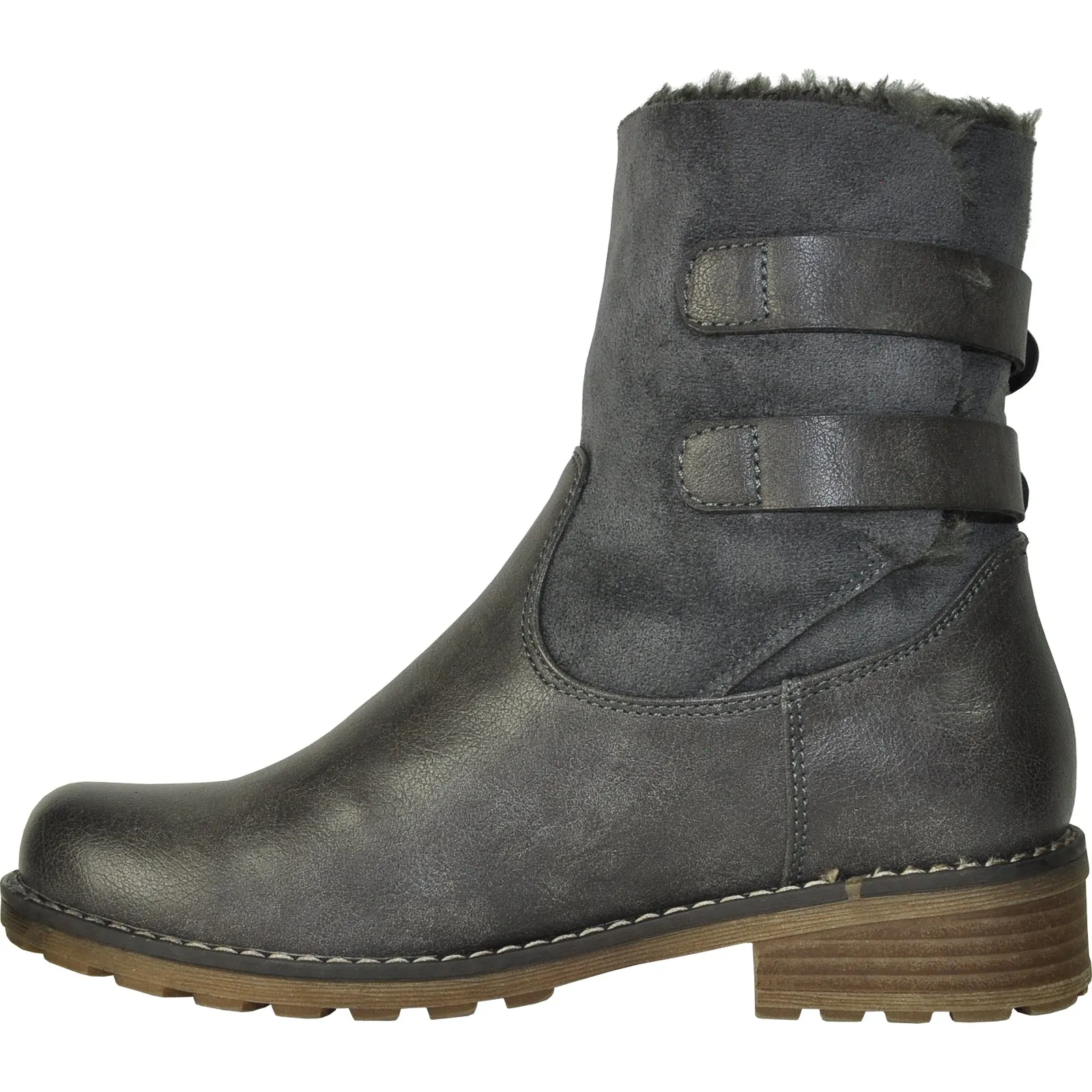 VANGELO Women Water Proof Boot HF9537 Ankle Winter Fur Casual Boot Grey