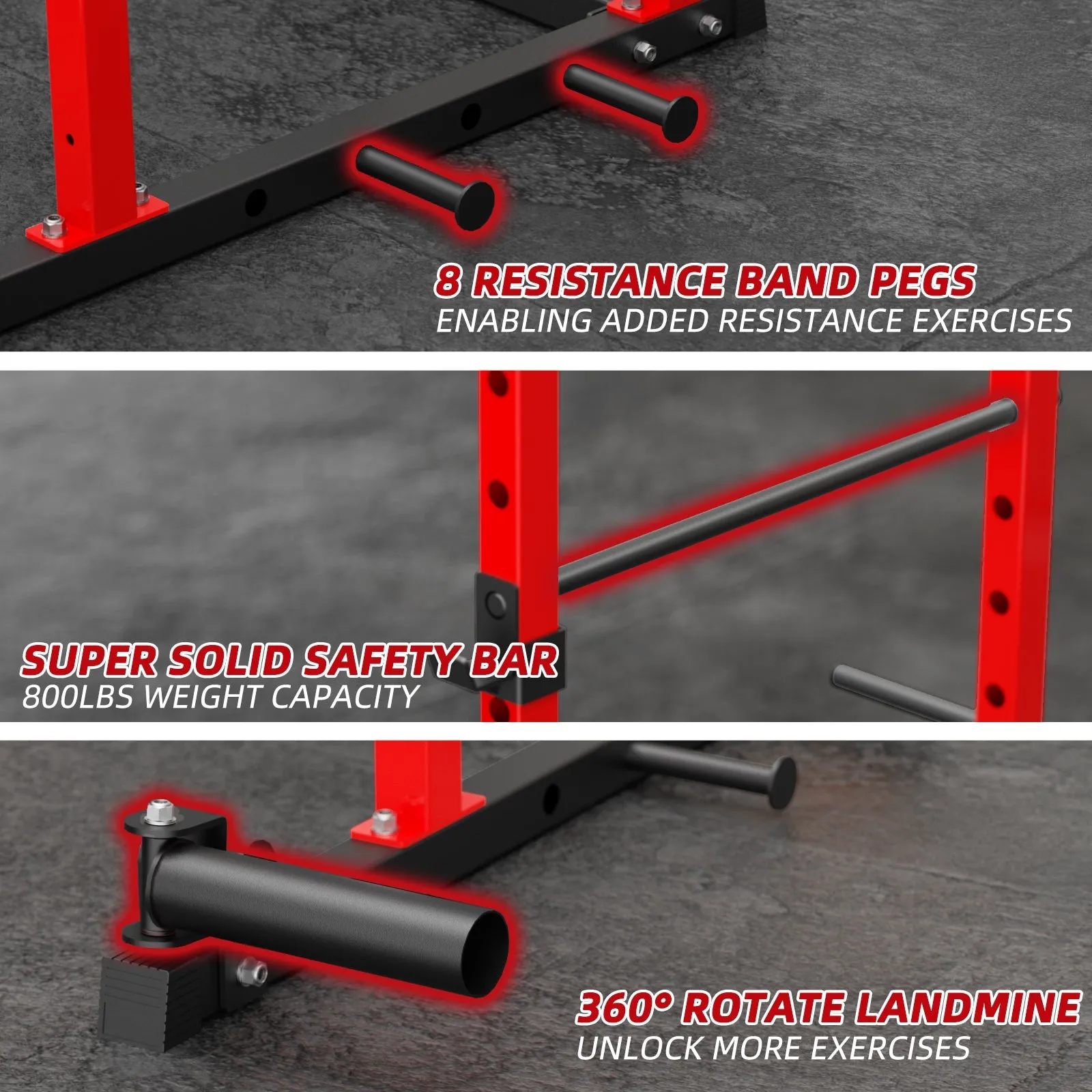 VANSWE Home Gym Power Rack Red(2024 Updated Version)