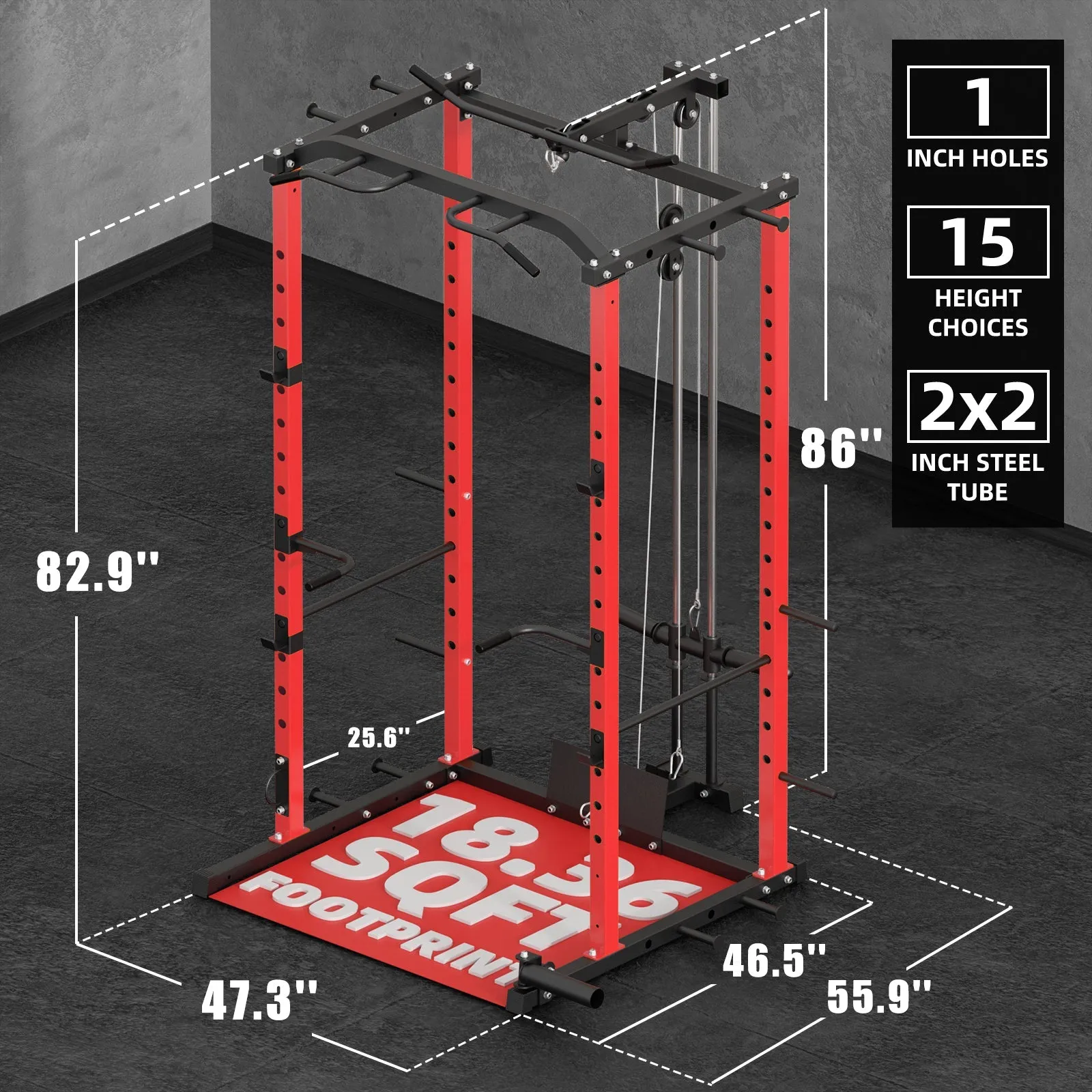 VANSWE Home Gym Power Rack Red(2024 Updated Version)