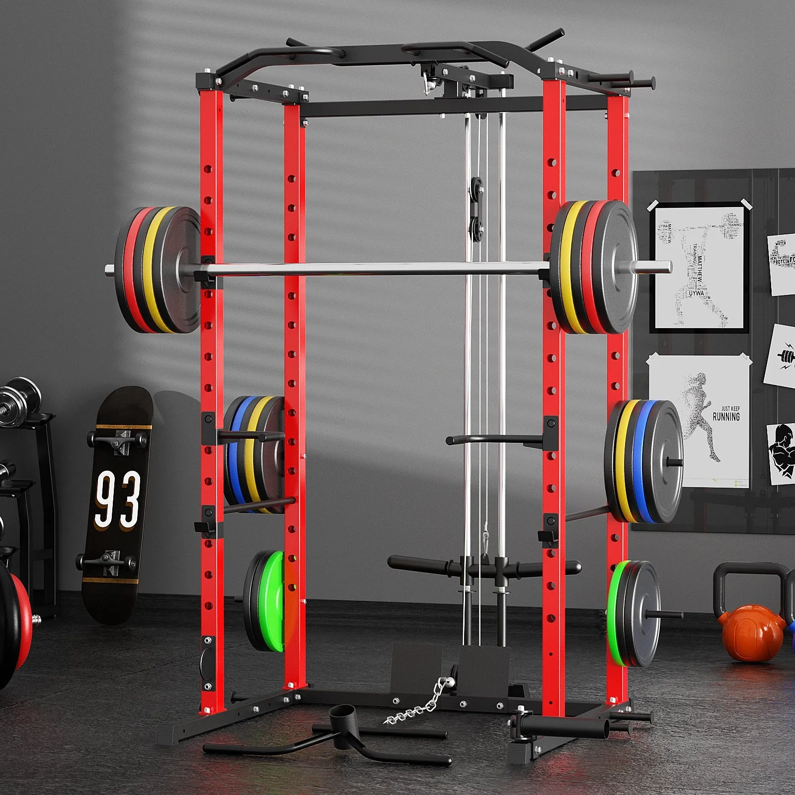 VANSWE Home Gym Power Rack Red(2024 Updated Version)