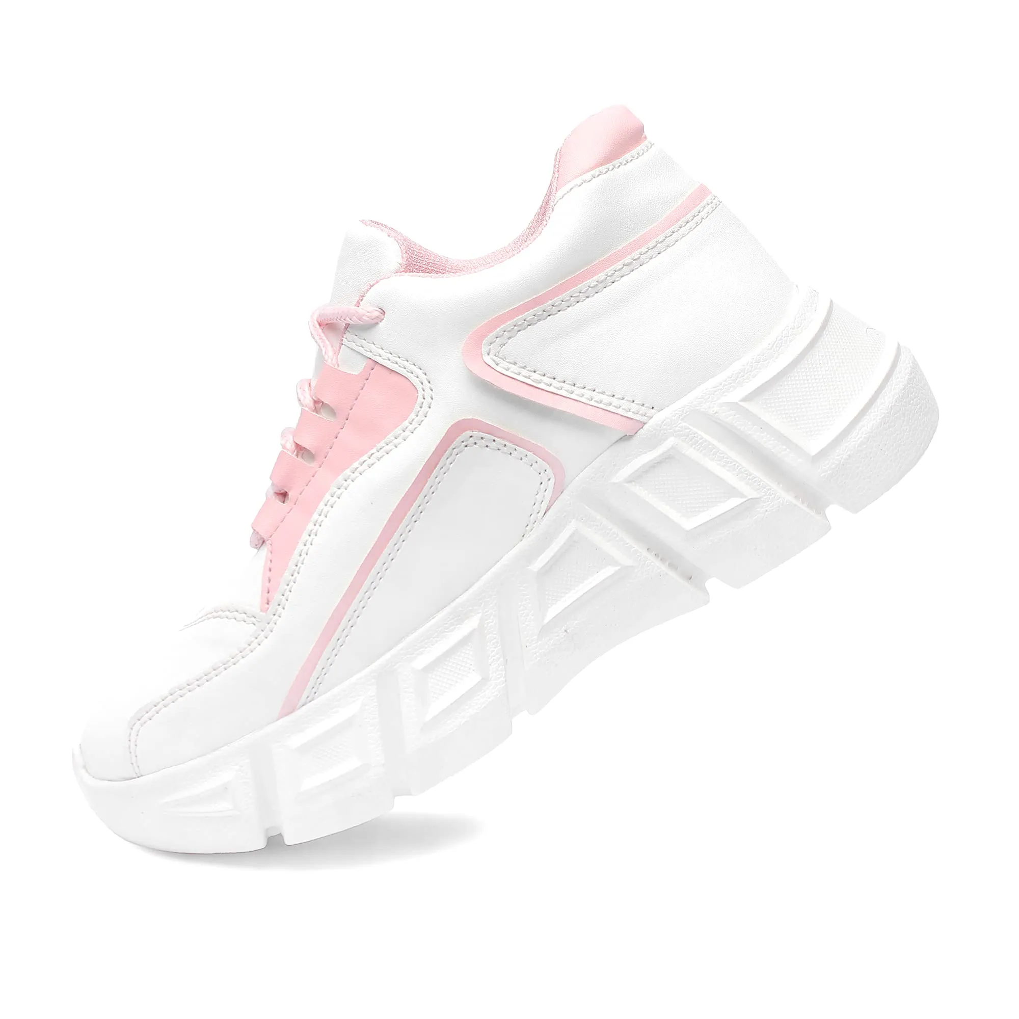 Vendoz Women & Girls White Pink Casual Shoes Sports Shoes Sneakers - 38 EU