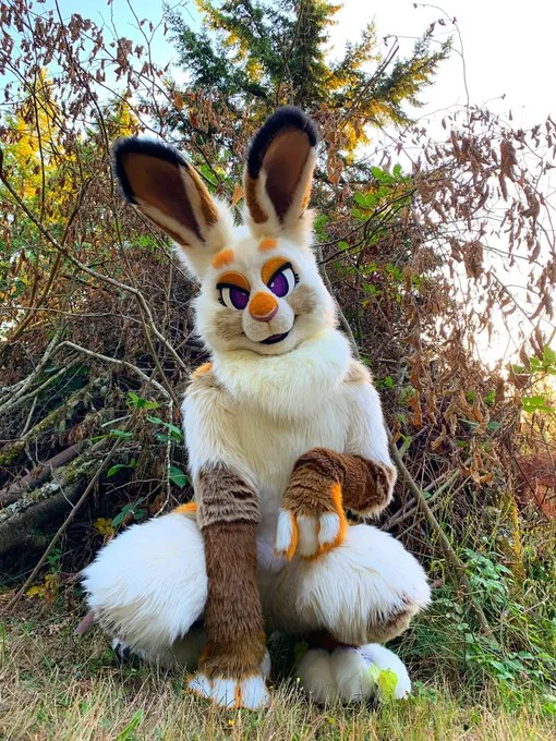 White Big Ear Bunny Rabbit Digitigrade Fursuit Costumes Furries Anime Teen & Adult Costume