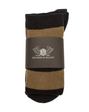 Wide Border BS Fit Boot Socks - Midnight Black x Hide Green