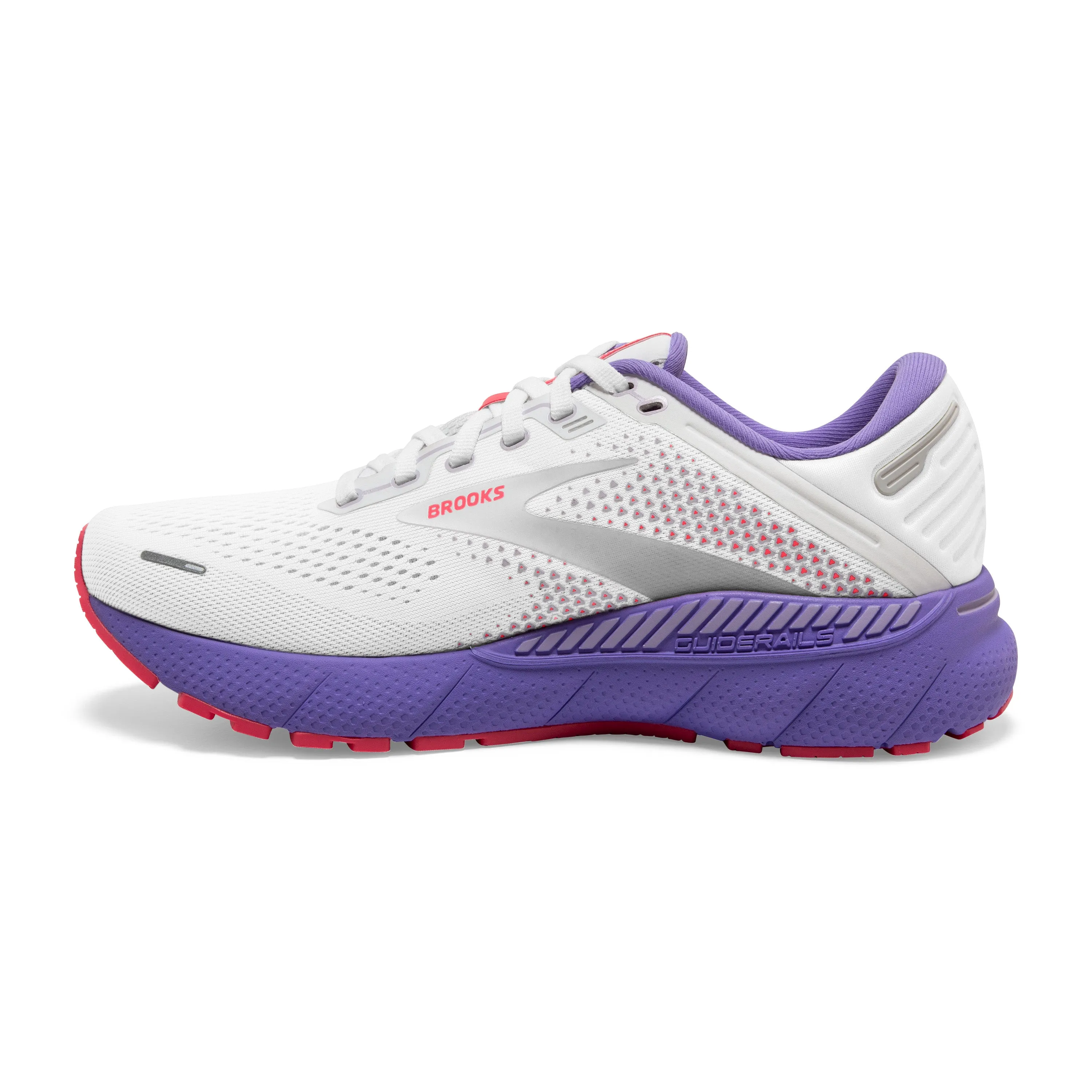 Women's Brooks Adrenaline GTS 22 Color: White/Coral/Purple