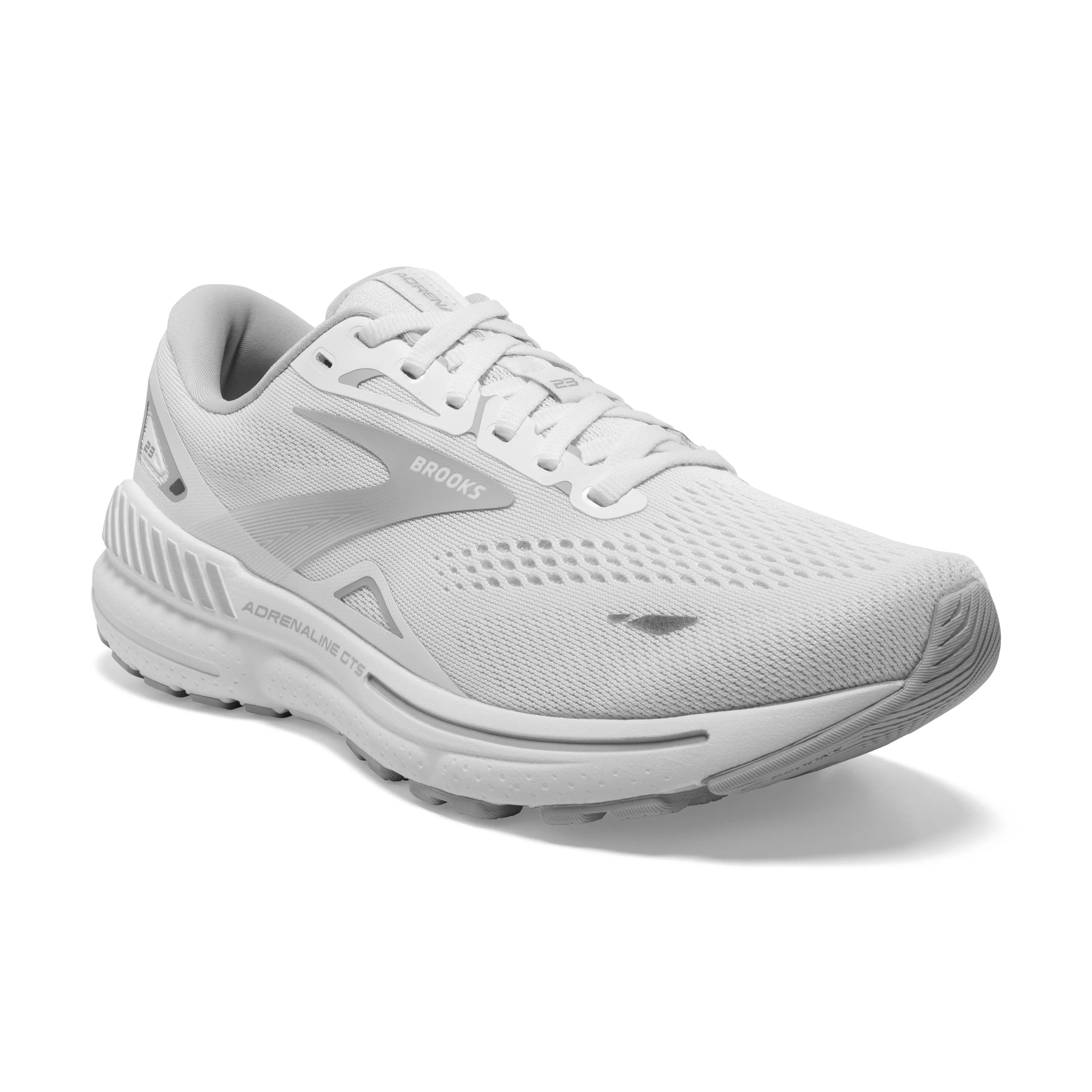 Women's Brooks Adrenaline GTS 23 Color: White/ Oyster/ Silver