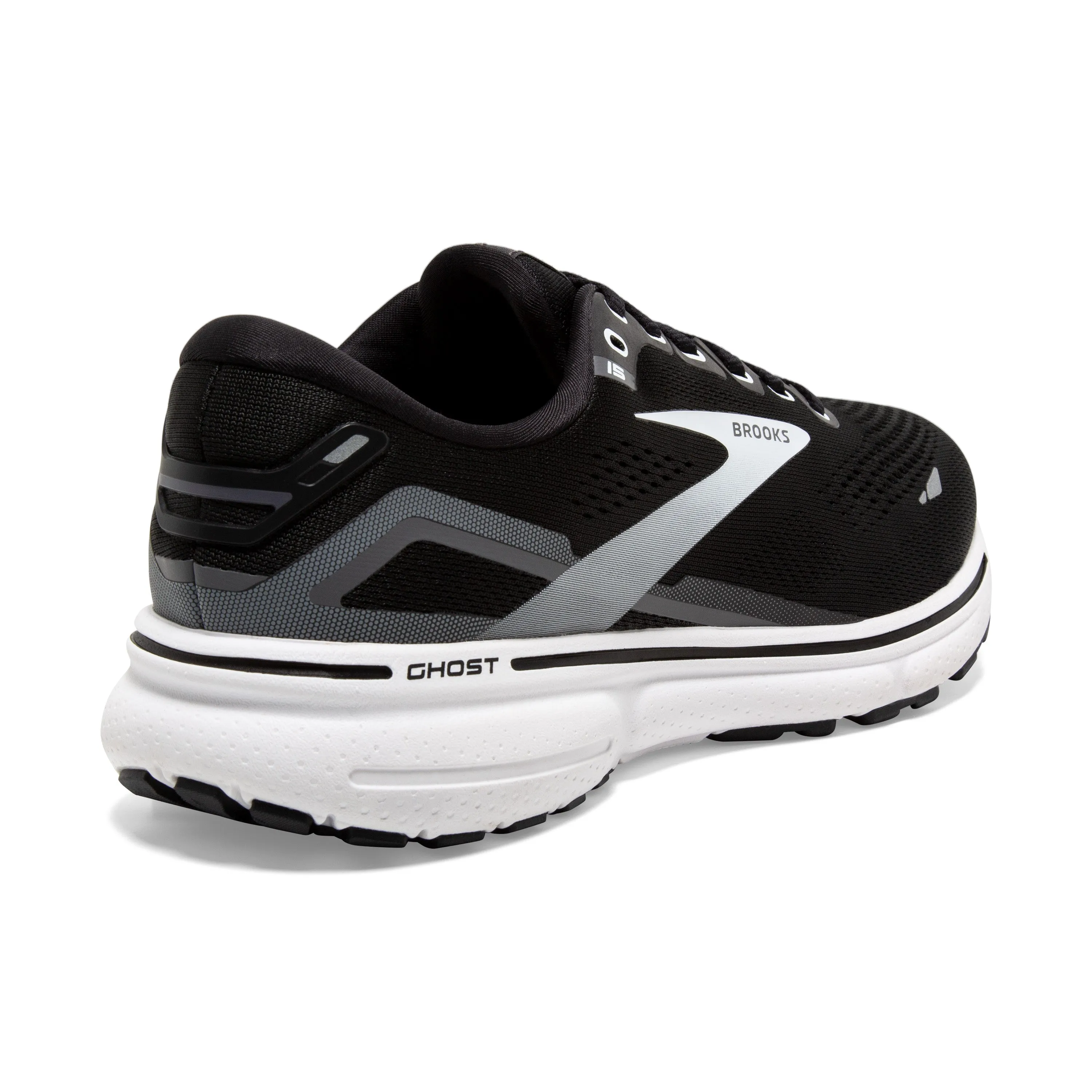 Women's Brooks Ghost 15 1203801B012 Color: Black/Blackened Pearl/White