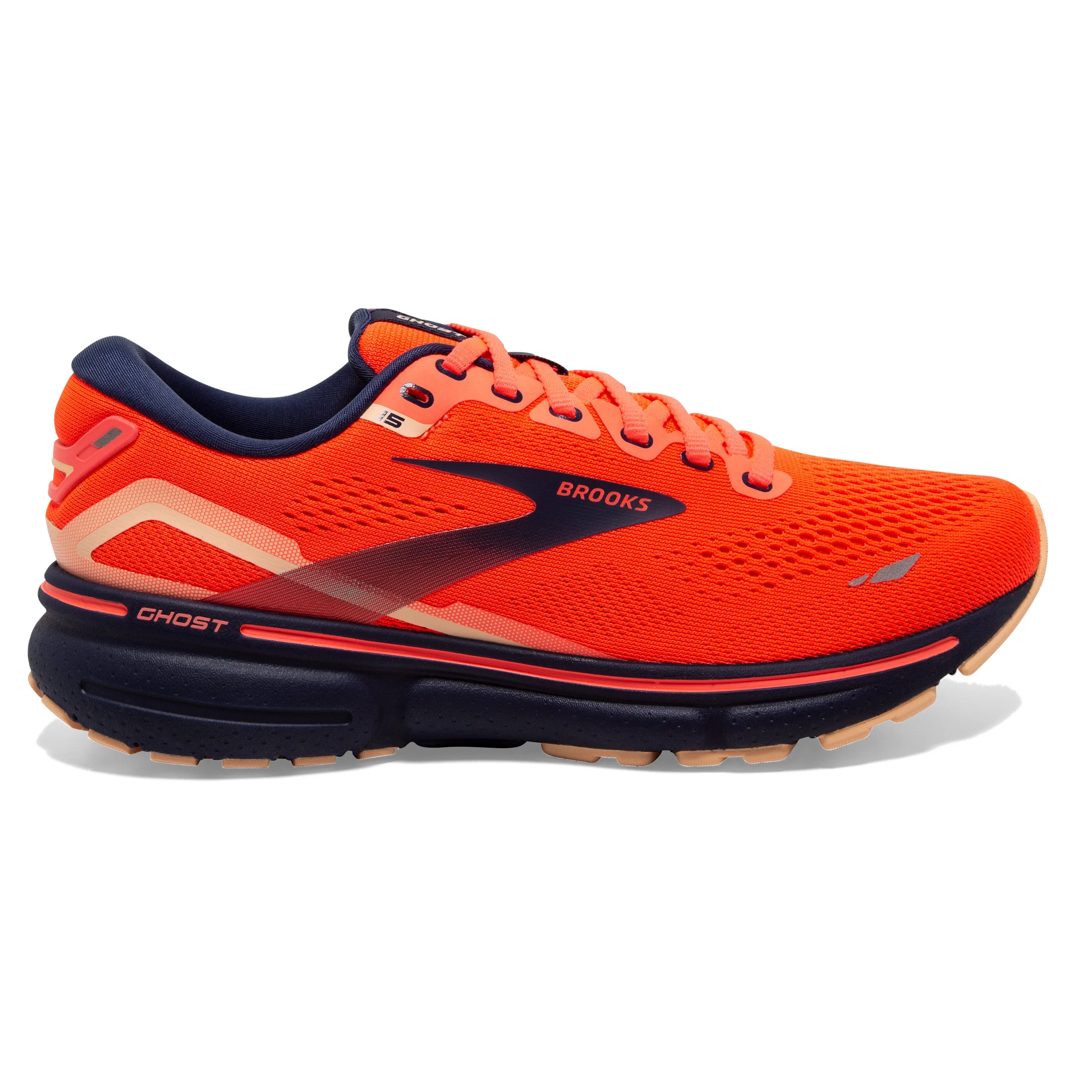 Women's Brooks Ghost 15 1203801B657 Color: Coral/Navy/Peach