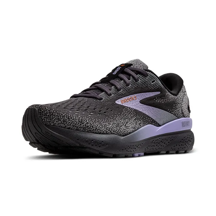 WOMEN'S BROOKS GHOST 16 1204071B093 COLOR:  EBONY/LAVENDER/COPPER