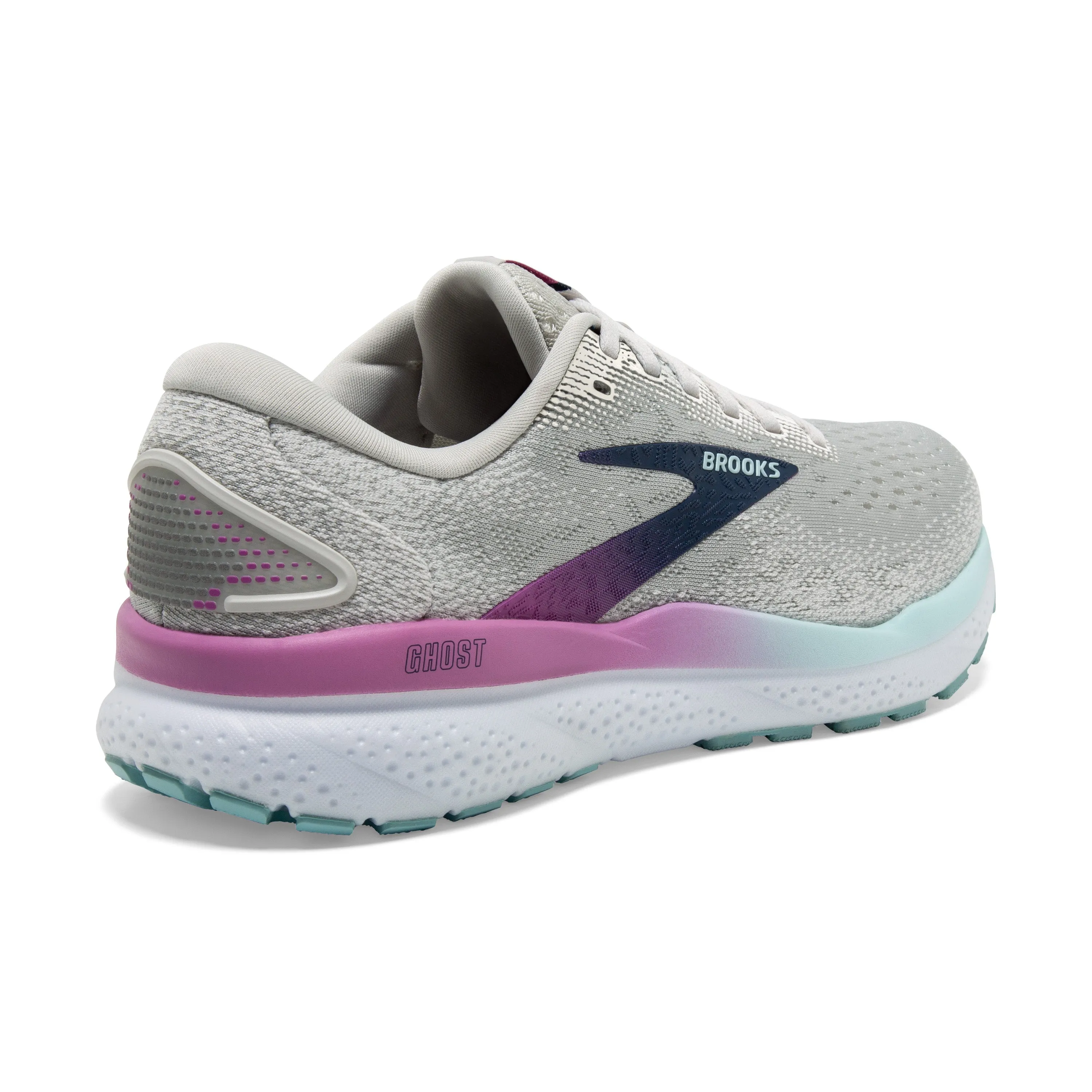 Women's Brooks Ghost 16 Color: White / Grey / Estate Blue (WIDE WIDTH)