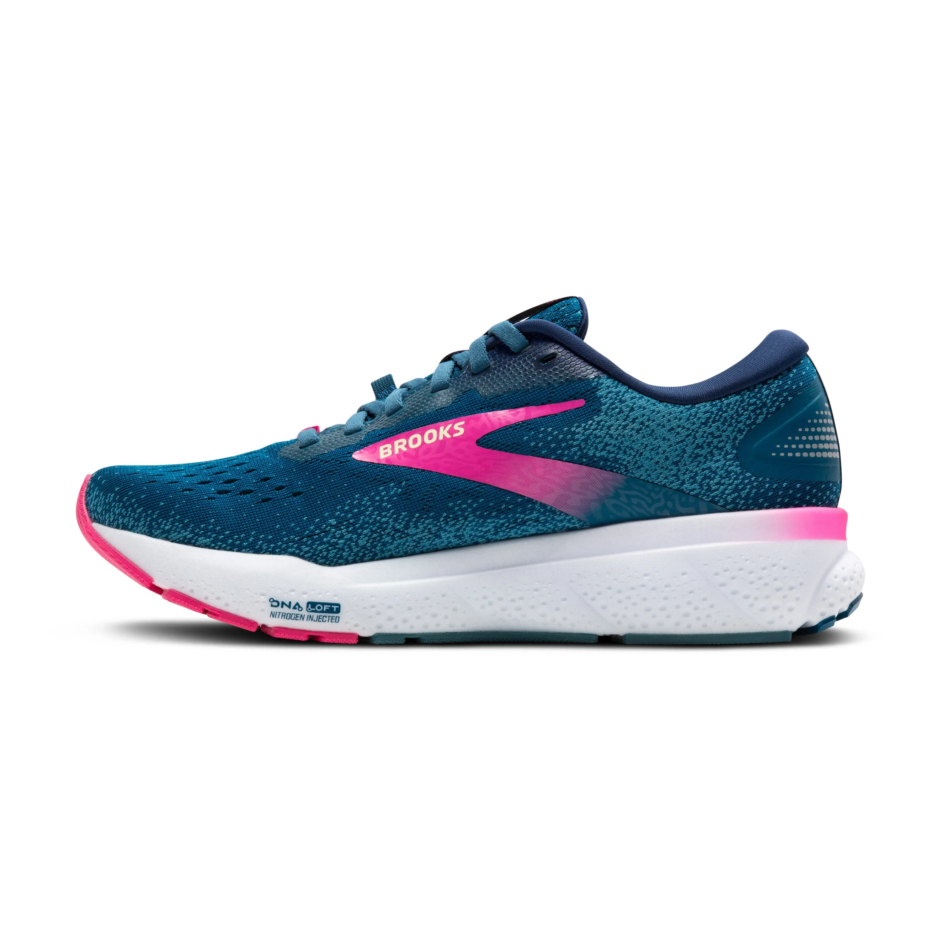 Women's Brooks Ghost 16 GTX Color: Moroccan Blue/Pink/Yellow